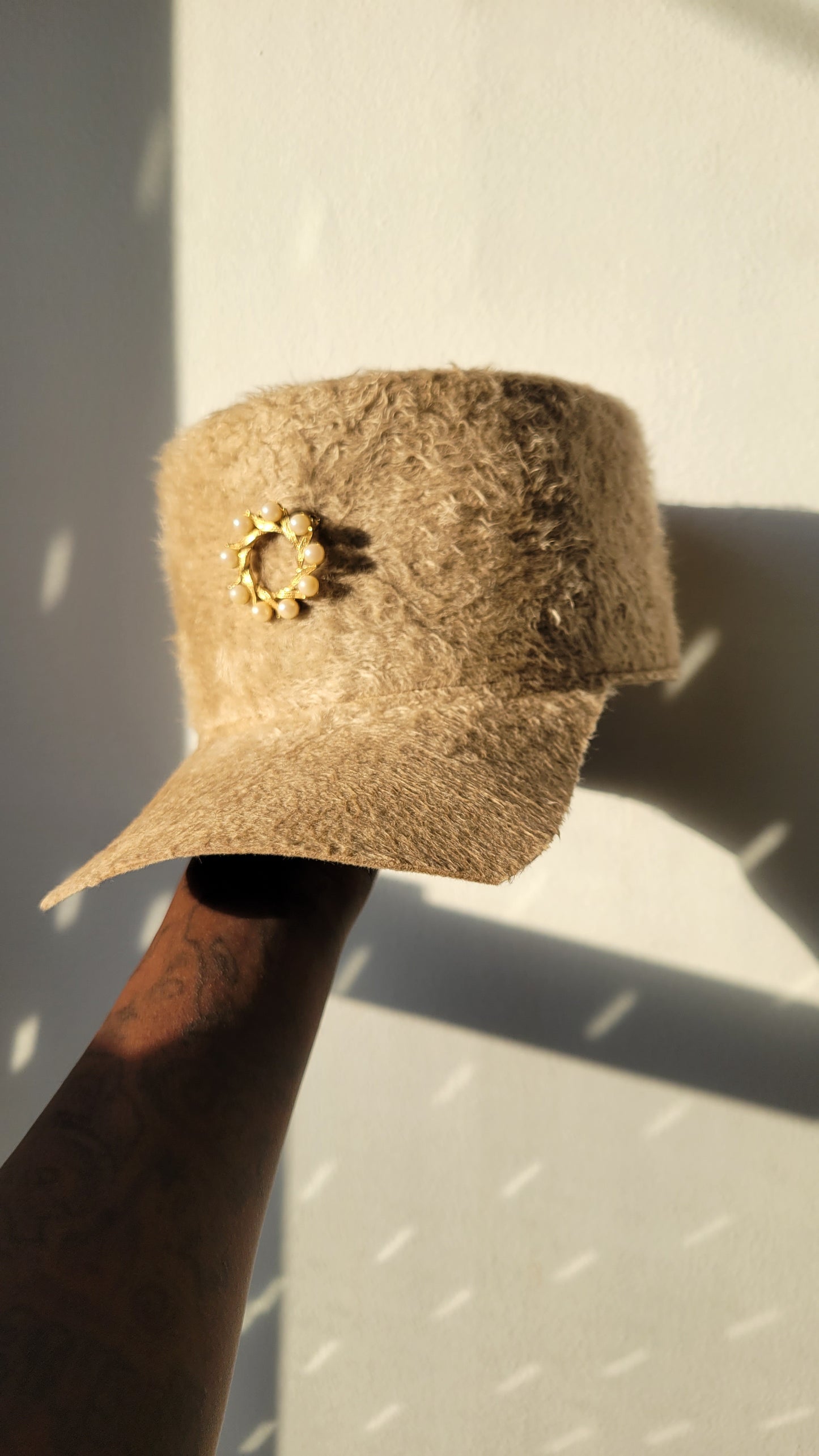 Ivory long hair Rhea Cap